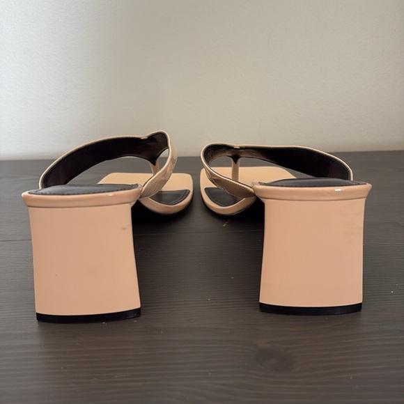 Marc Fisher Cadence Heeled Square Toe Sandal Thong Patent Leather Beige 8.5 - Picture 8 of 13